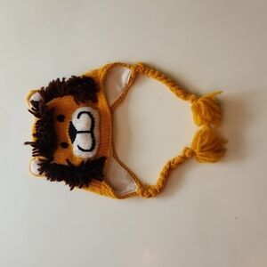 Lion knit crochet beanie hat
